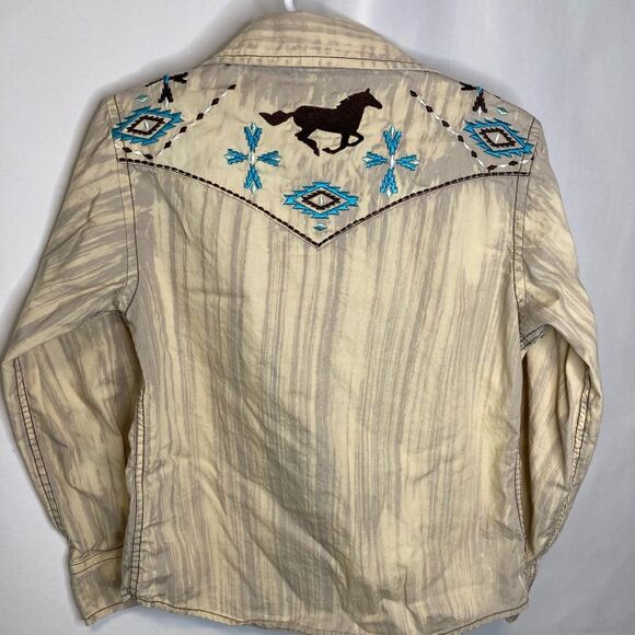 Cowgirl Hardware Shirt Small Turquoise Blue Pearl Snap Western Rodeo Embroidered - Picture 6 of 10